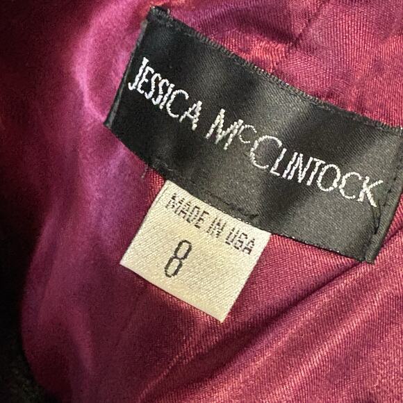 Vtg Maxi Dress Jessica McClintock Size 8 Purple Embroidered Strapless Gown Prom - Picture 5 of 9